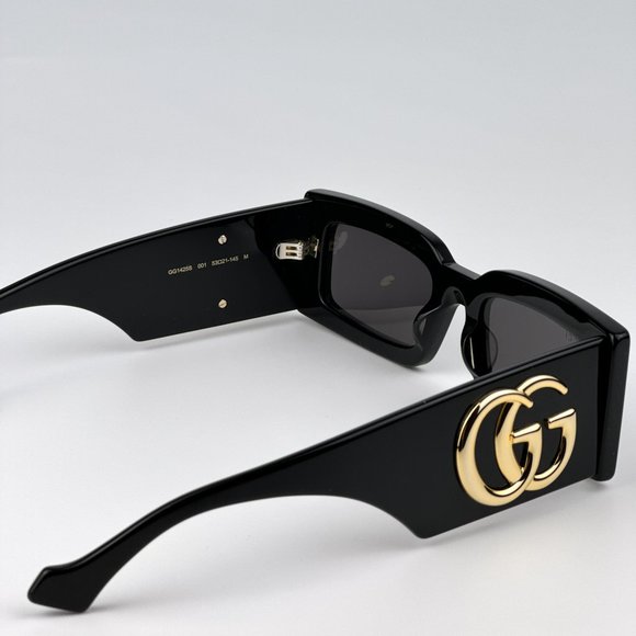 Gucci GG1425S 001 Sunglasses Black Grey Rectangle Unisex GG 1425S main image 5